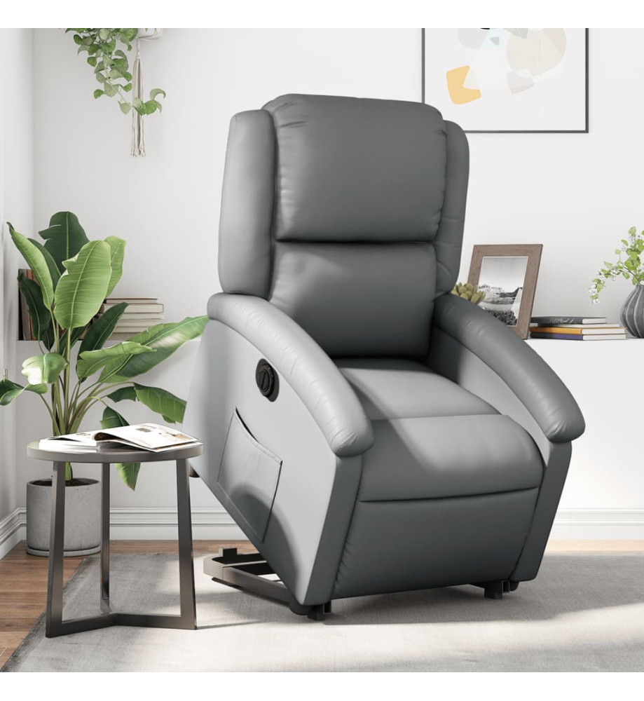 Fauteuil inclinable électrique gris similicuir