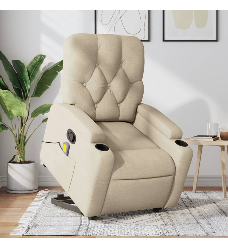 Fauteuil inclinable de massage Crème Tissu