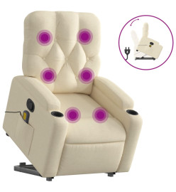 Fauteuil inclinable de massage Crème Tissu