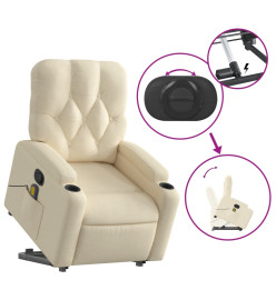 Fauteuil inclinable de massage Crème Tissu