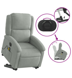 Fauteuil inclinable de massage électrique gris clair velours