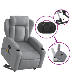 Fauteuil de massage inclinable Gris clair Tissu