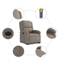 Fauteuil inclinable de massage électrique Taupe Tissu