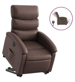 Fauteuil inclinable électrique marron similicuir