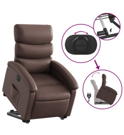 Fauteuil inclinable électrique marron similicuir