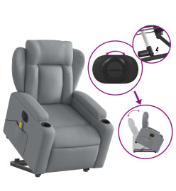 Fauteuil inclinable de massage électrique Gris clair Tissu