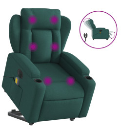 Fauteuil inclinable de massage électrique Vert foncé Tissu