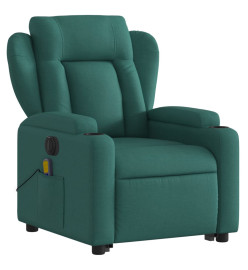 Fauteuil inclinable de massage électrique Vert foncé Tissu