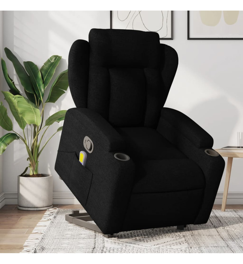 Fauteuil de massage inclinable Noir Tissu