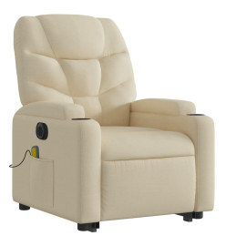 Fauteuil inclinable de massage électrique Crème Tissu