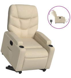 Fauteuil inclinable électrique crème tissu