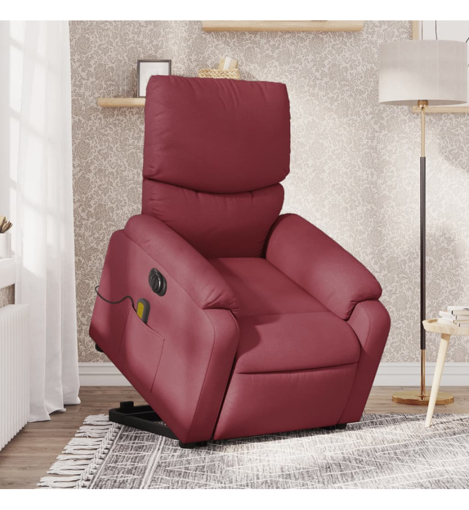 Fauteuil inclinable de massage électrique Rouge bordeaux Tissu