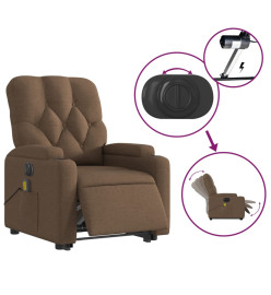 Fauteuil inclinable de massage électrique Marron Tissu