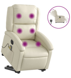 Fauteuil inclinable de massage électrique crème similicuir