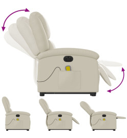 Fauteuil inclinable de massage électrique crème similicuir