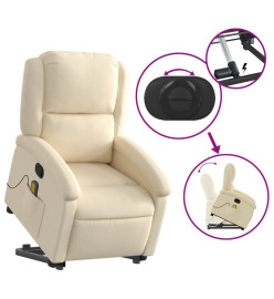 Fauteuil inclinable de massage Crème Tissu