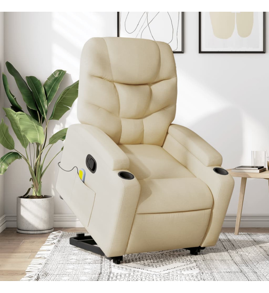 Fauteuil inclinable de massage Crème Tissu