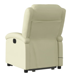 Fauteuil inclinable de massage électrique crème cuir véritable