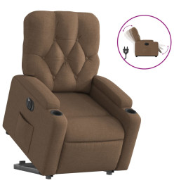 Fauteuil inclinable électrique marron tissu