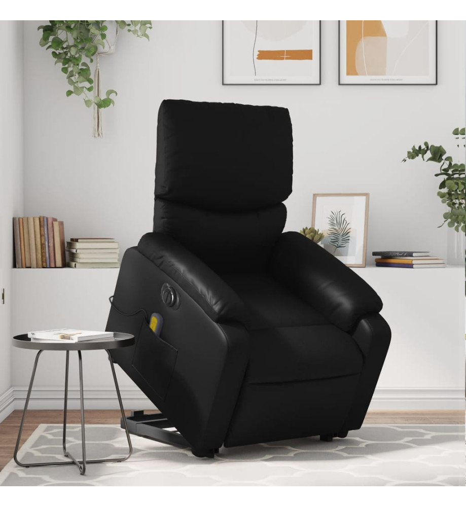 Fauteuil inclinable de massage électrique noir similicuir