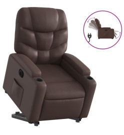 Fauteuil inclinable électrique marron similicuir