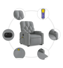 Fauteuil inclinable de massage électrique Gris clair Tissu