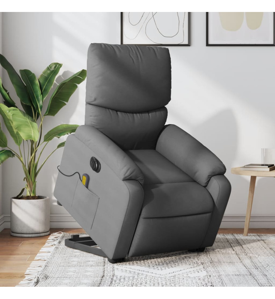 Fauteuil inclinable de massage électrique Gris foncé Tissu