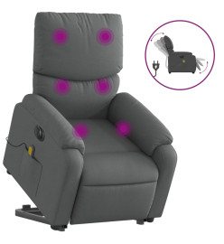 Fauteuil inclinable de massage électrique Gris foncé Tissu