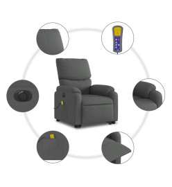 Fauteuil inclinable de massage électrique Gris foncé Tissu