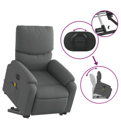 Fauteuil inclinable de massage électrique Gris foncé Tissu