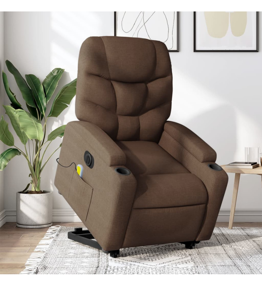 Fauteuil inclinable de massage électrique Marron Tissu