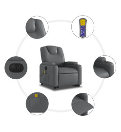 Fauteuil inclinable de massage électrique gris similicuir