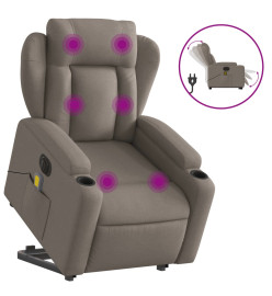 Fauteuil inclinable de massage électrique Taupe Tissu