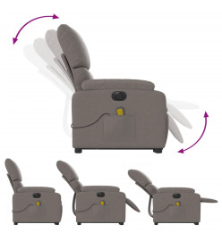 Fauteuil inclinable de massage électrique Taupe Tissu