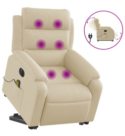 Fauteuil inclinable de massage électrique Crème Tissu