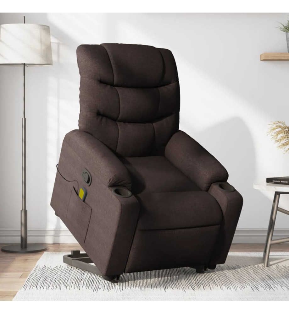 Fauteuil inclinable de massage Marron foncé Tissu