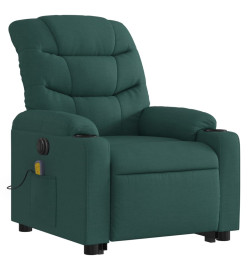 Fauteuil inclinable de massage électrique Vert foncé Tissu