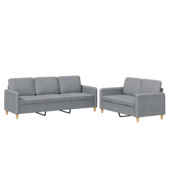 Ensemble de canapés 2 pcs avec coussins Gris clair Tissu