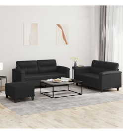 Ensemble de canapés 3 pcs avec coussins Noir Similicuir