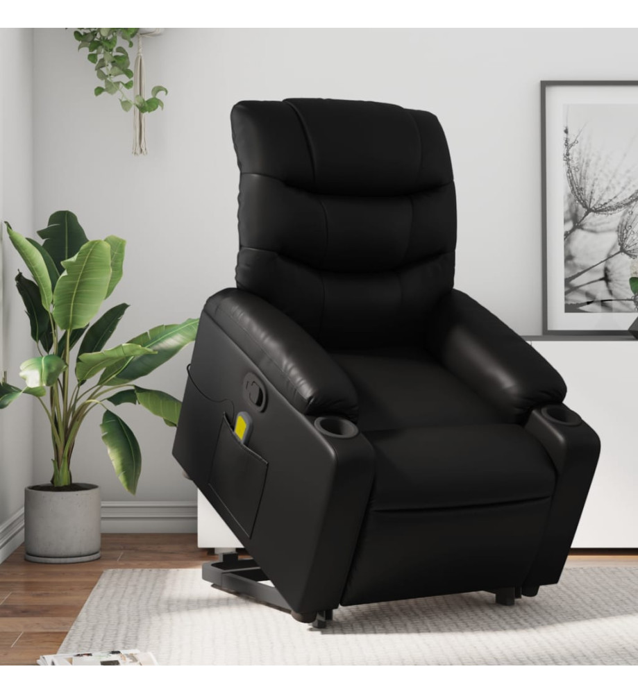 Fauteuil inclinable de massage Noir Similicuir