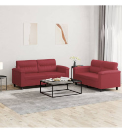 Ensemble de canapés 2 pcs et coussins Rouge bordeaux Similicuir