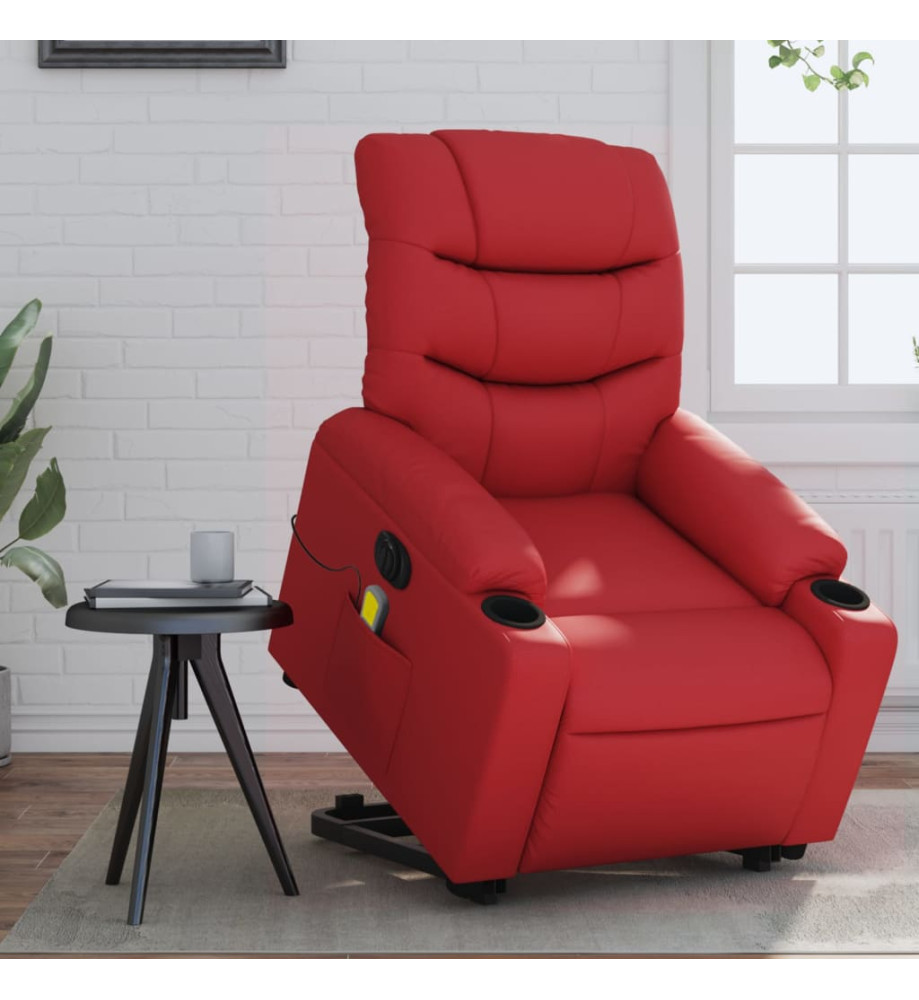 Fauteuil inclinable de massage électrique rouge similicuir