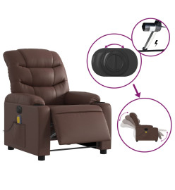 Fauteuil de massage inclinable électrique marron similicuir