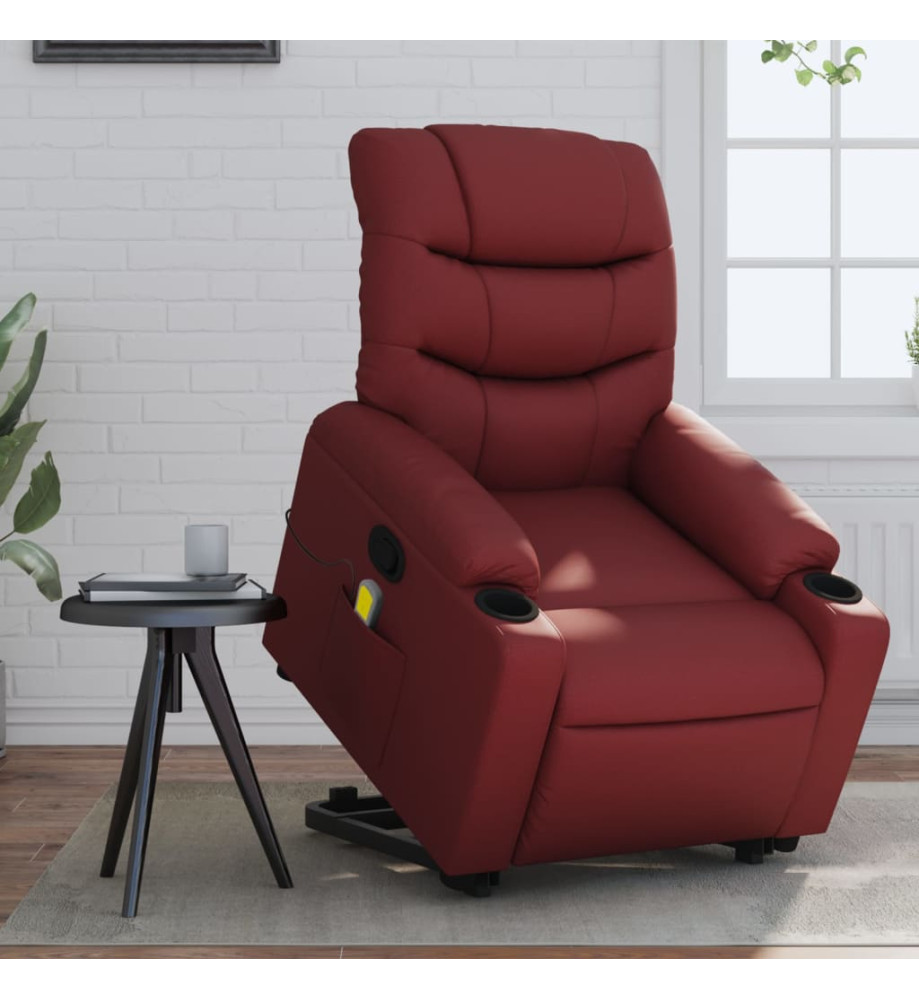 Fauteuil inclinable de massage Rouge bordeaux Similicuir