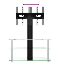 Meuble TV d'angle 3 niveaux pour 32-70 pouces noir et argenté