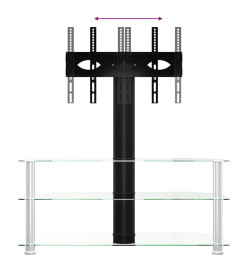 Meuble TV d'angle 3 niveaux pour 32-70 pouces noir et argenté