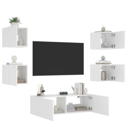 Meuble TV mural 5 pcs avec lumières LED blanc