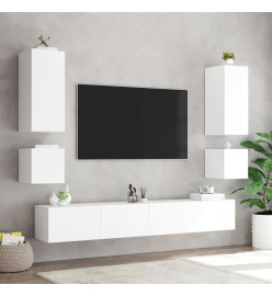 Meuble TV mural 6 pcs avec lumières LED blanc