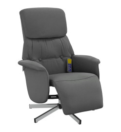 Fauteuil inclinable de massage et repose-pieds gris foncé tissu