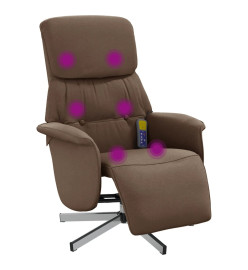 Fauteuil inclinable de massage avec repose-pieds marron tissu